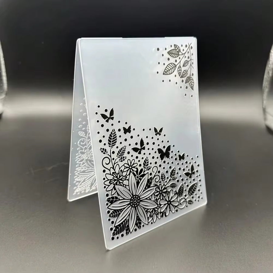 1/2/3/5pcs A6 Plastic Embossed Folders - Floral & Butterfly Design With 3D Embossed Impression, Office Supplies Accessories, Suitable For Card Making, Scrapbooking, Gift Tags, Durable Plastic Craft Tools