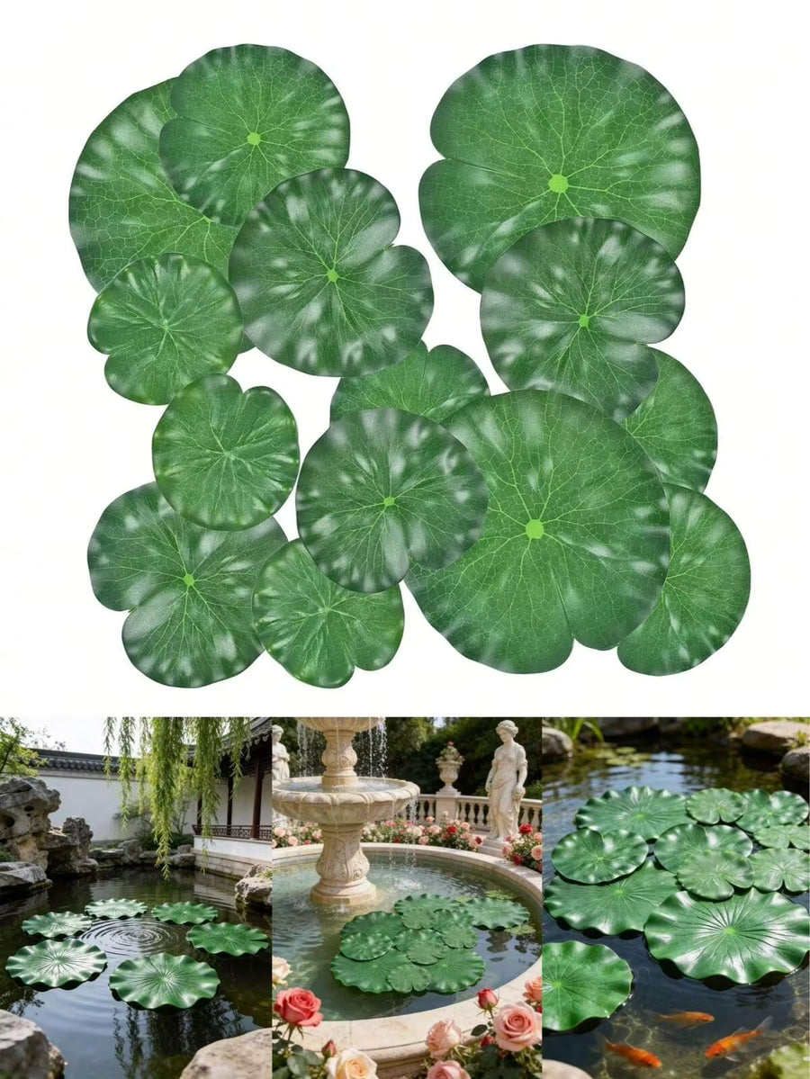8pcs Artificial Lotus Leaf Floating Decor, 4 Sizes Realistic Foam Lotus Leaf & Flower Decorations, Suitable For Fish Pond, Aquarium, Water Landscape, Home Decor