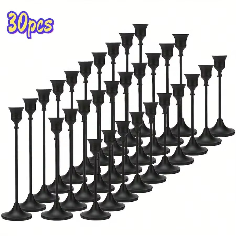 Ece Set/12-Piece Set Metal Candlesticks, Suitable For Centerpieces, Dinner Photo Props, Wedding Anniversary Birthday Atmosphere Arrangement, Dining Table Living Room Home Decoration, Halloween Christmas New Year Decoration (Candles Not Included) CXVT
